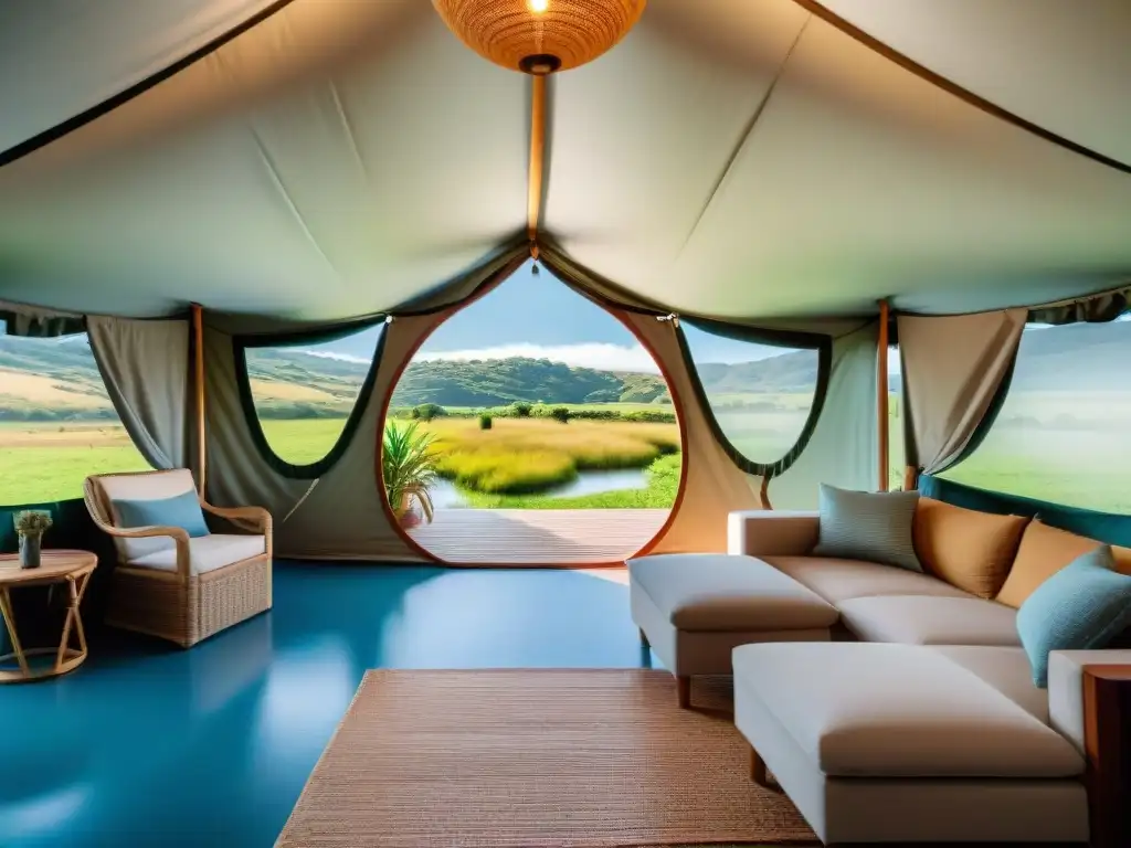 Acogedora tienda de glamping en Uruguay rodeada de naturaleza exuberante