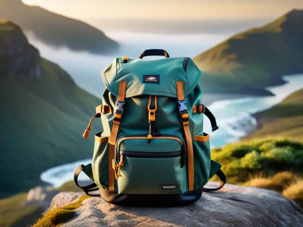 Un amante de la naturaleza cuida meticulosamente una mochila técnica para camping en Uruguay