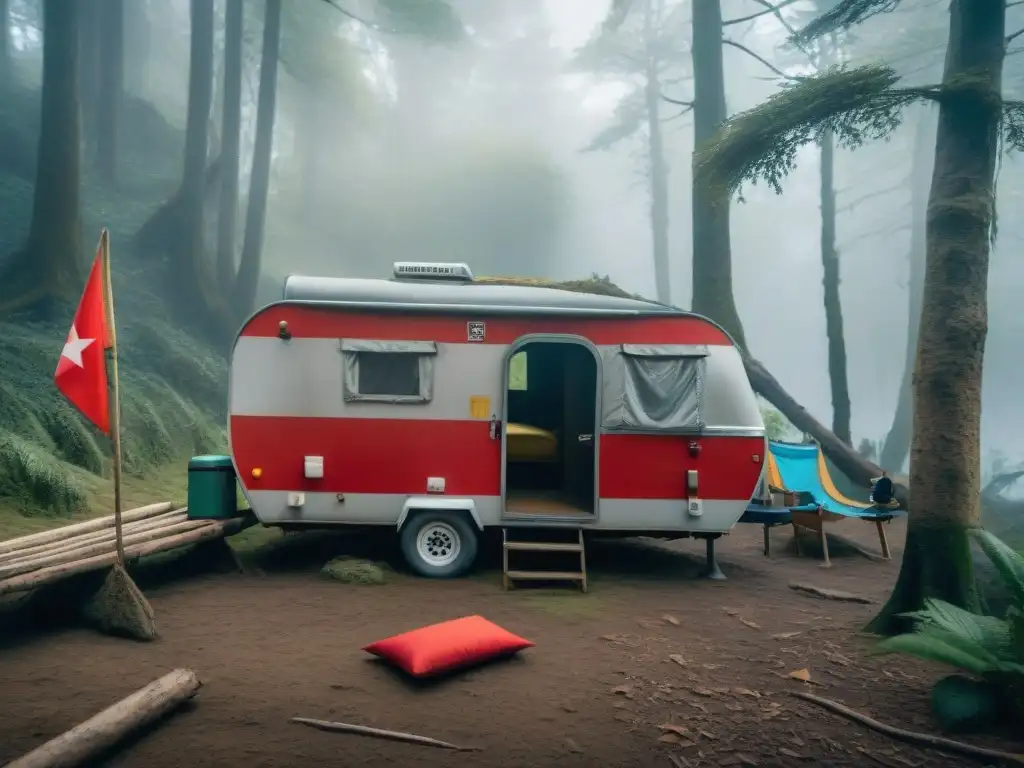 Camper en apuros en Uruguay agita bandera roja con 'S