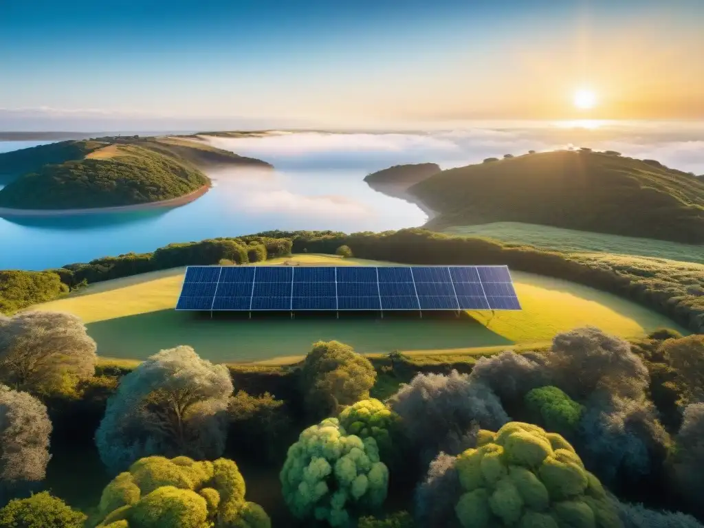 Armonía natural: paneles solares portátiles en campamento en Uruguay, bajo el sol y rodeados de naturaleza exuberante y cielo azul