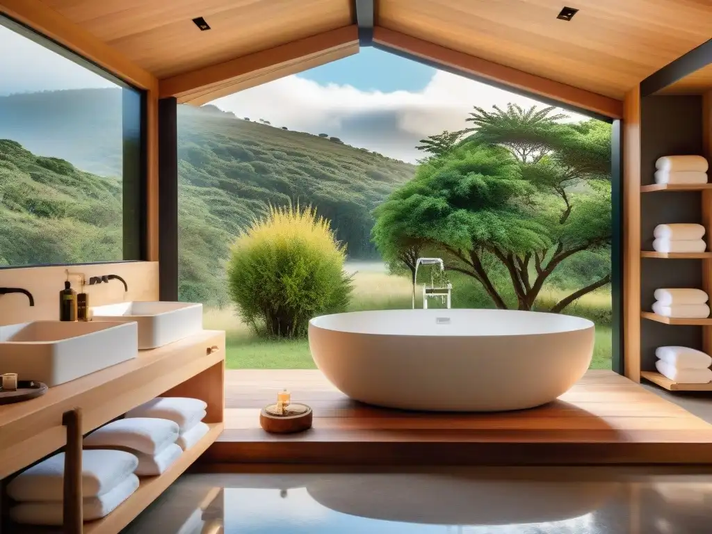 Baños de lujo en glamping con diseño moderno, naturaleza, bañera con vistas y elementos elegantes