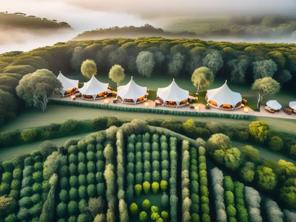 Experimenta la belleza del glamping de lujo en Uruguay con tiendas elegantes entre la exuberante naturaleza y colinas onduladas