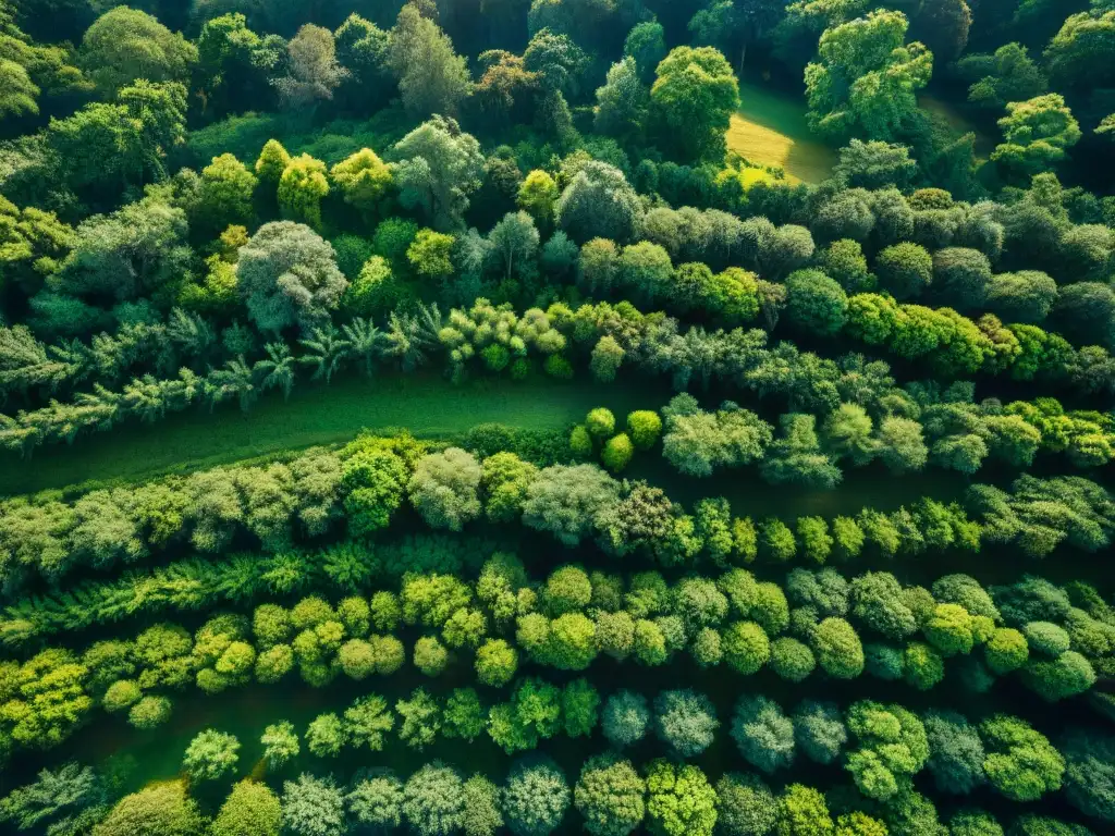 Un bosque exuberante en Uruguay con detalles naturales, resaltando la importancia del camping sostenible en Uruguay