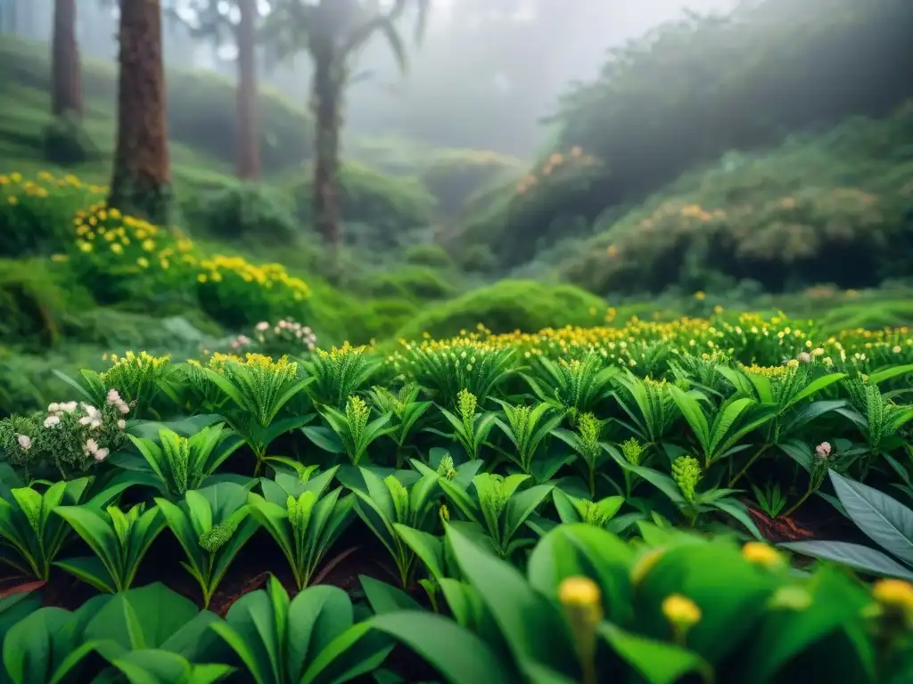 Un bosque exuberante en Uruguay con plantas tóxicas detalladas como adelfa y ricino