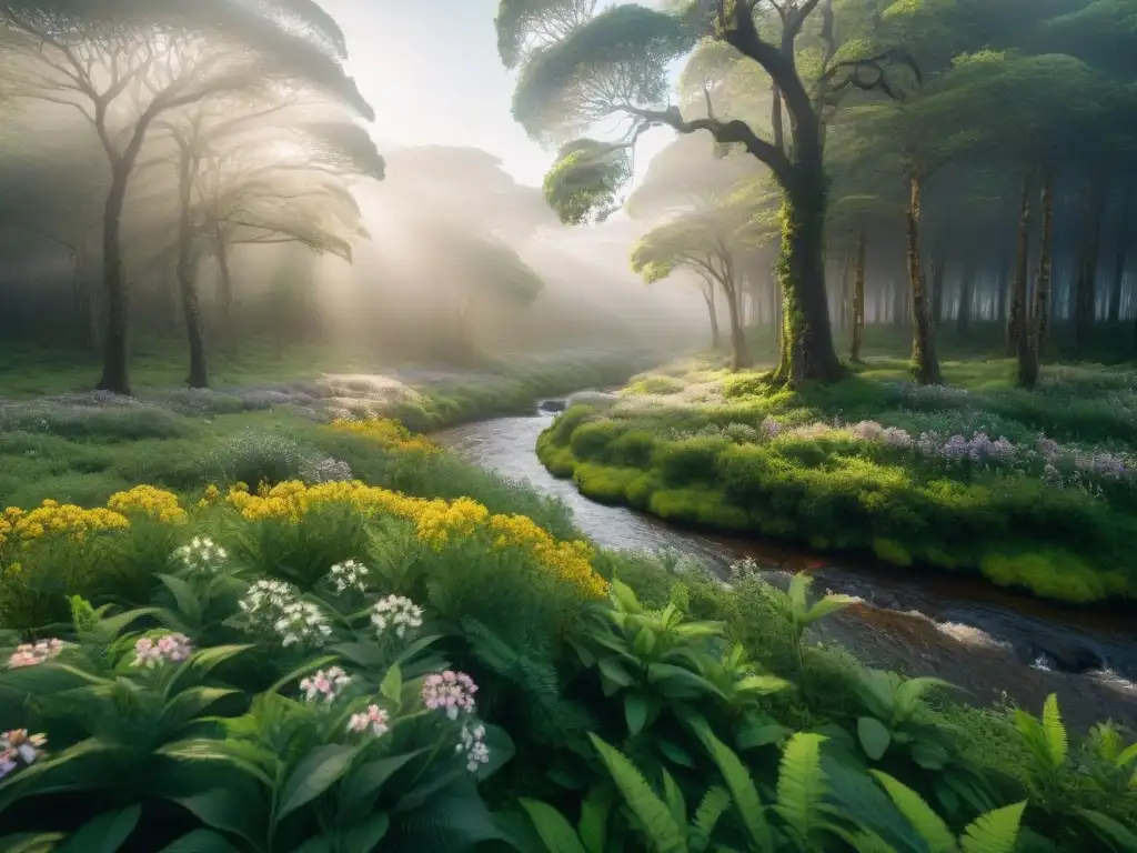 Un bosque exuberante en Uruguay durante la primavera, ideal para acampar en las mejores épocas en Uruguay