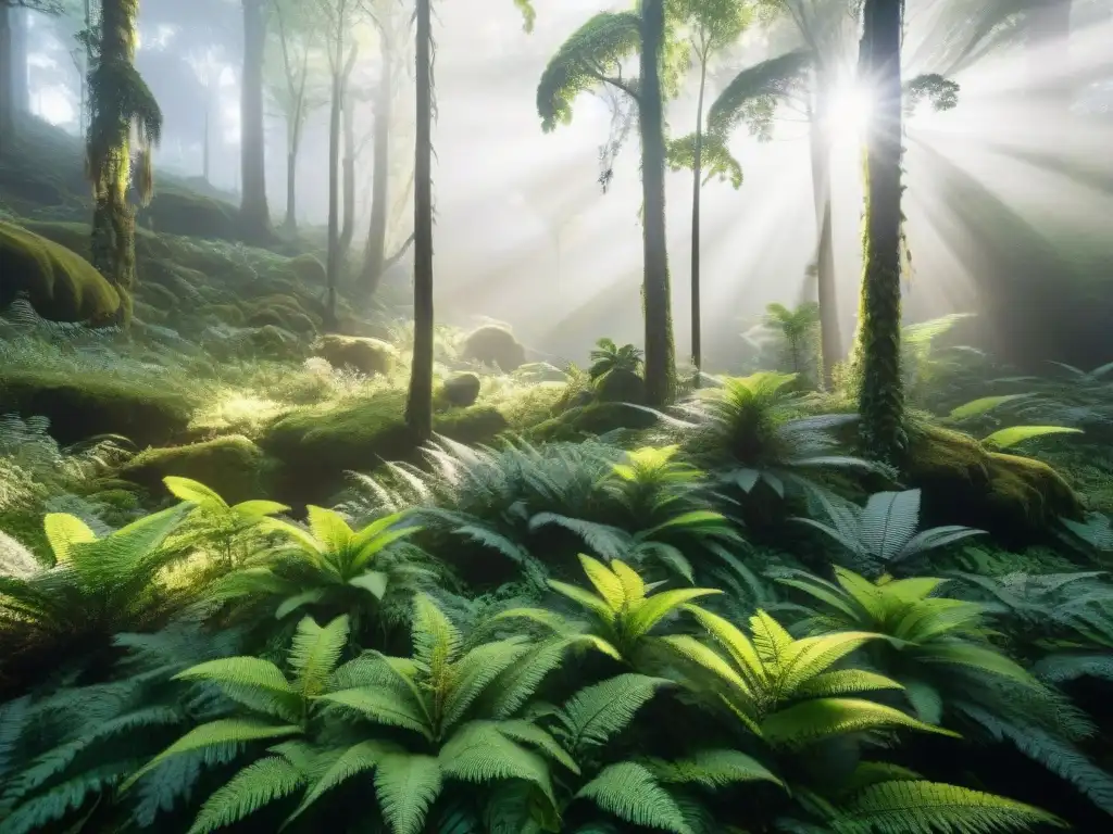 Un bosque exuberante en una reserva de Uruguay, con diversidad de flora y fauna