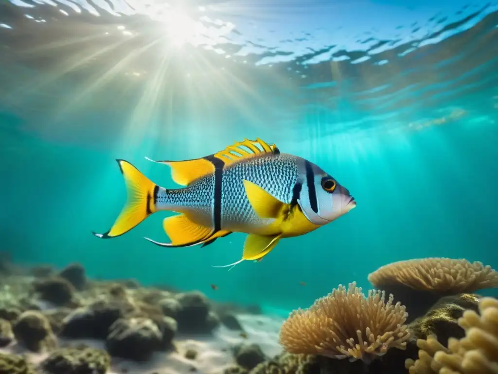 Una cámara acuática de alta gama capturando la belleza de peces tropicales en aguas cristalinas de Uruguay