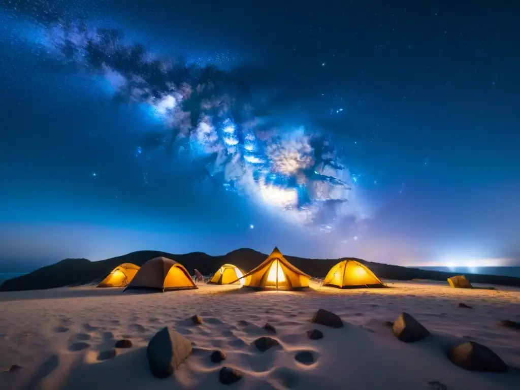 Campamento bajo la Vía Láctea en Cabo Polonio National Park, una de las mejores zonas acampada observación astronómica en Uruguay