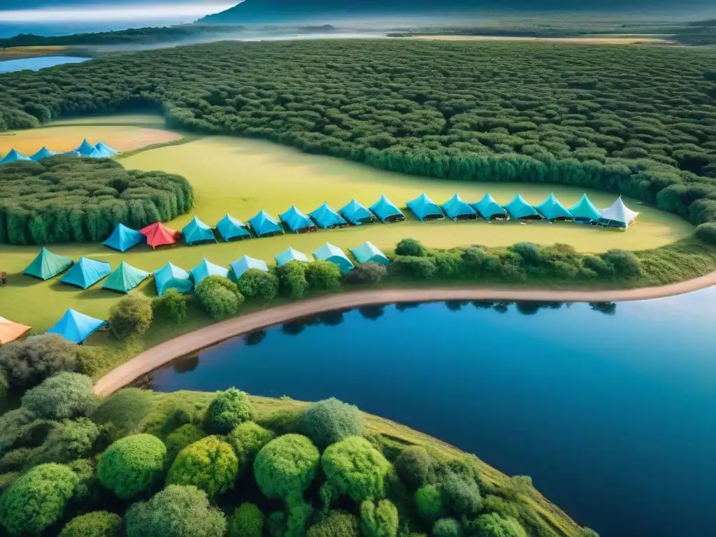 Campamento en Uruguay: coloridas tiendas entre naturaleza y río