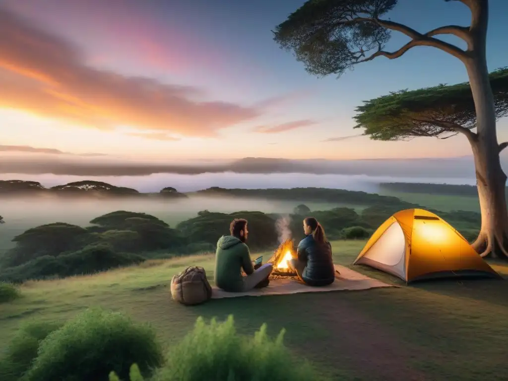 Un campamento diverso en un exuberante paisaje uruguayo