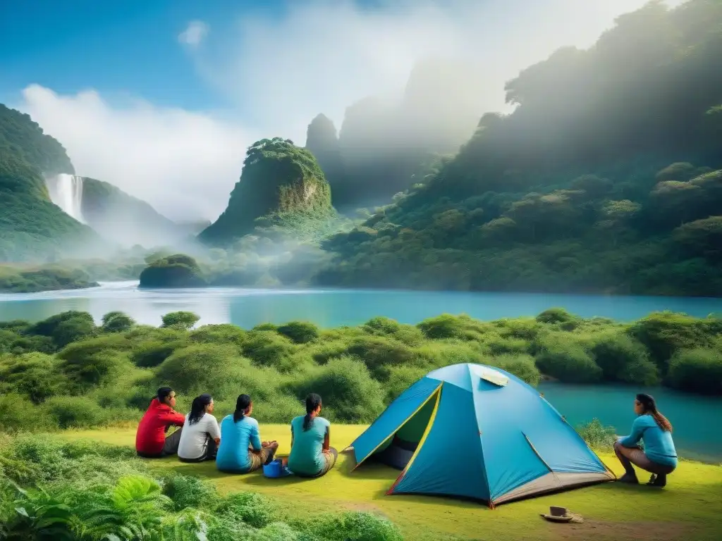 Un campamento responsable en Uruguay: campistas diversas aprenden y cuidan la naturaleza en un entorno exuberante