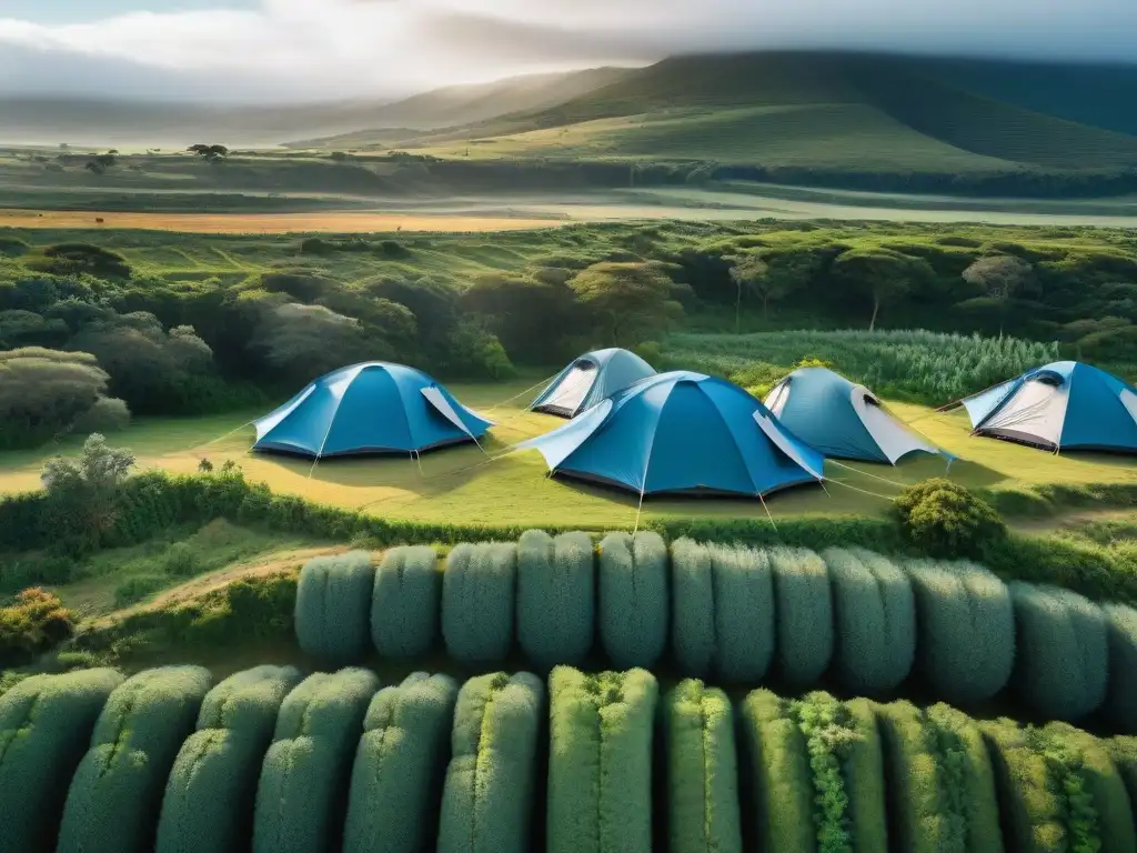 Un campamento sostenible en Uruguay rodeado de naturaleza exuberante y tranquilidad