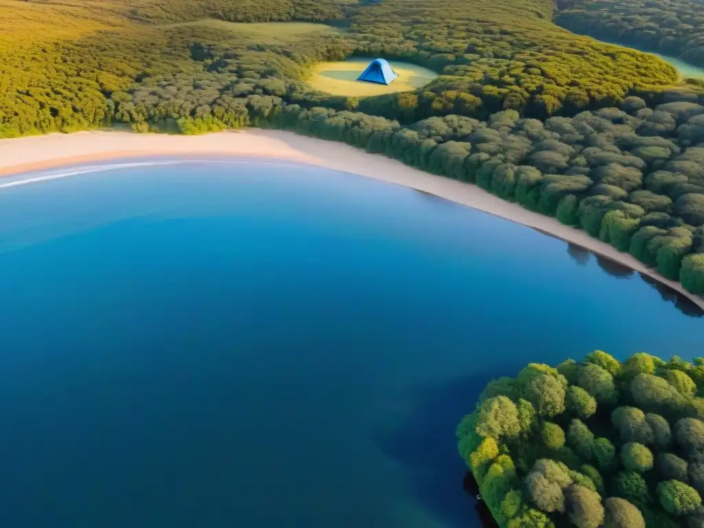 Camping diverso en Uruguay: tiendas coloridas alrededor de una fogata en medio de la naturaleza