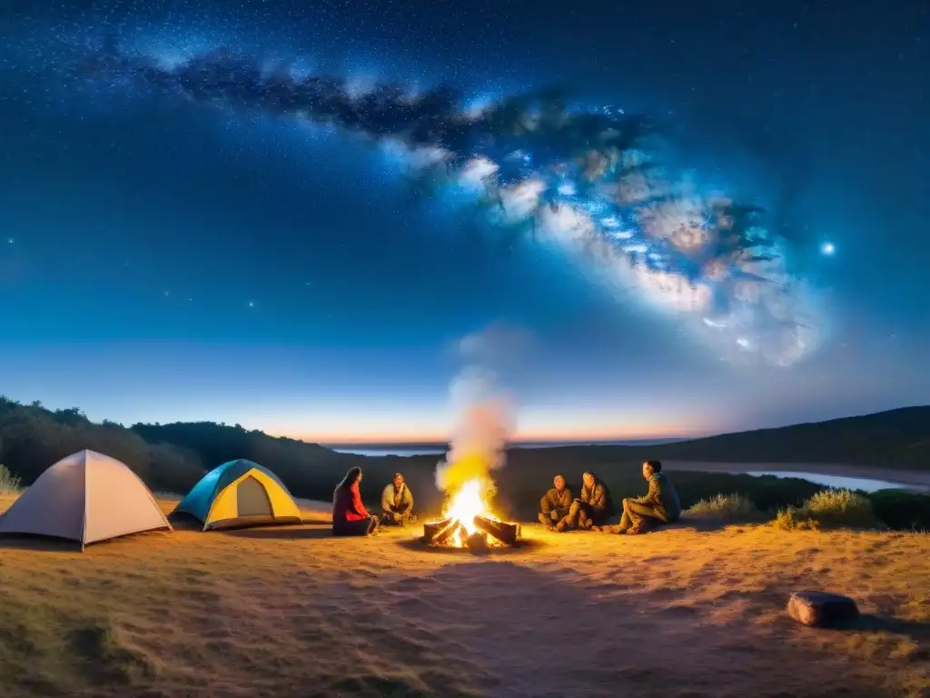 Camping bajo las estrellas en Uruguay, con la Vía Láctea brillando