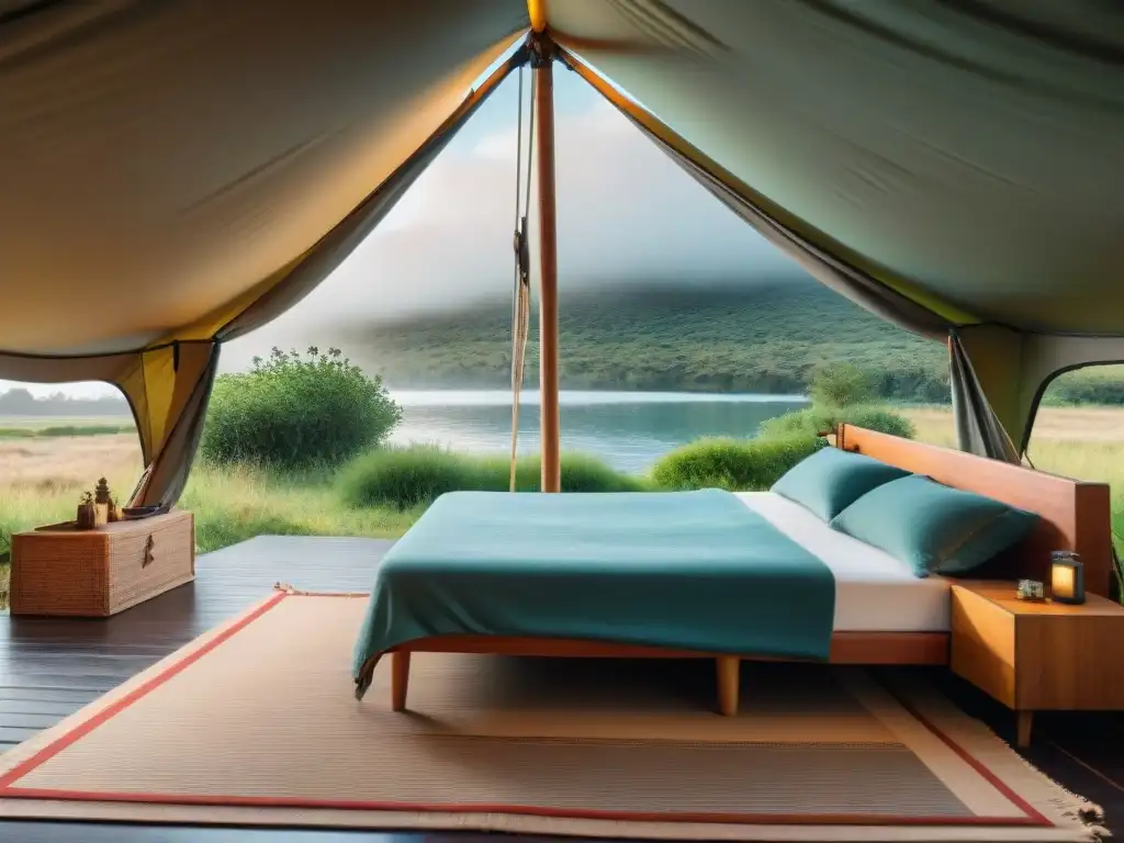 Camping exclusivo en Uruguay: lujoso campamento en la naturaleza con tienda elegante y equipamiento premium