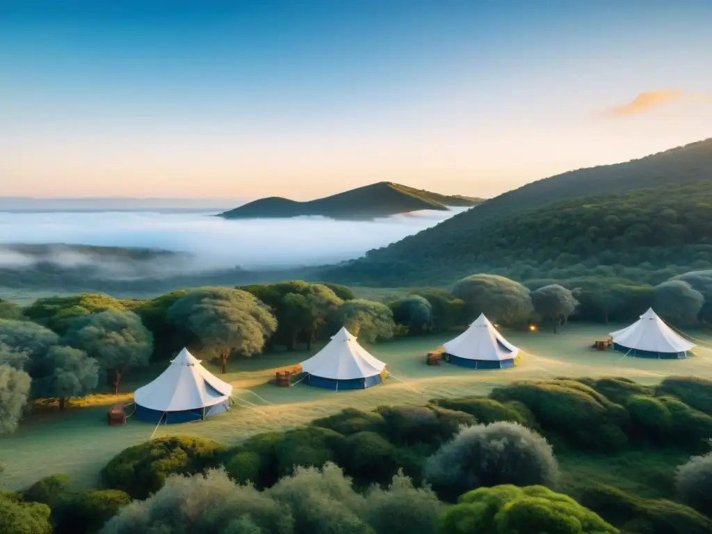 Disfruta del camping exclusivo en Uruguay con vistas panorámicas y lujosas tiendas en un entorno natural y tranquilo