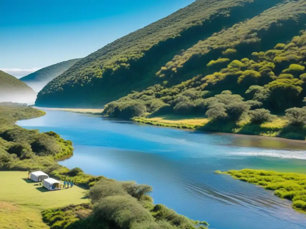 Campistas en Uruguay purificando agua con los mejores sistemas en un entorno natural