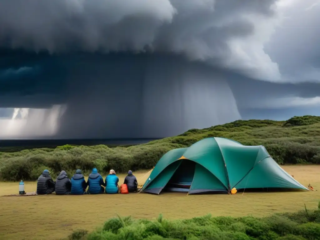 Campistas en Uruguay se preparan bajo refugio improvisado ante emergencias climáticas