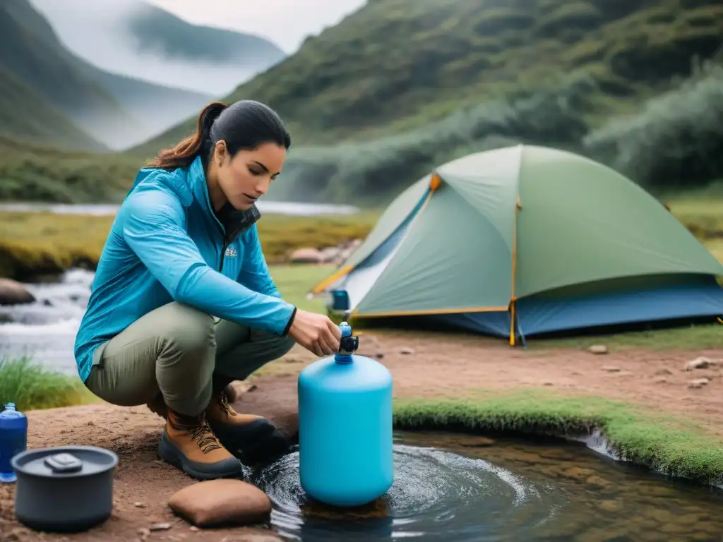 Campistas en Uruguay montan sistemas de filtración de agua en su camping