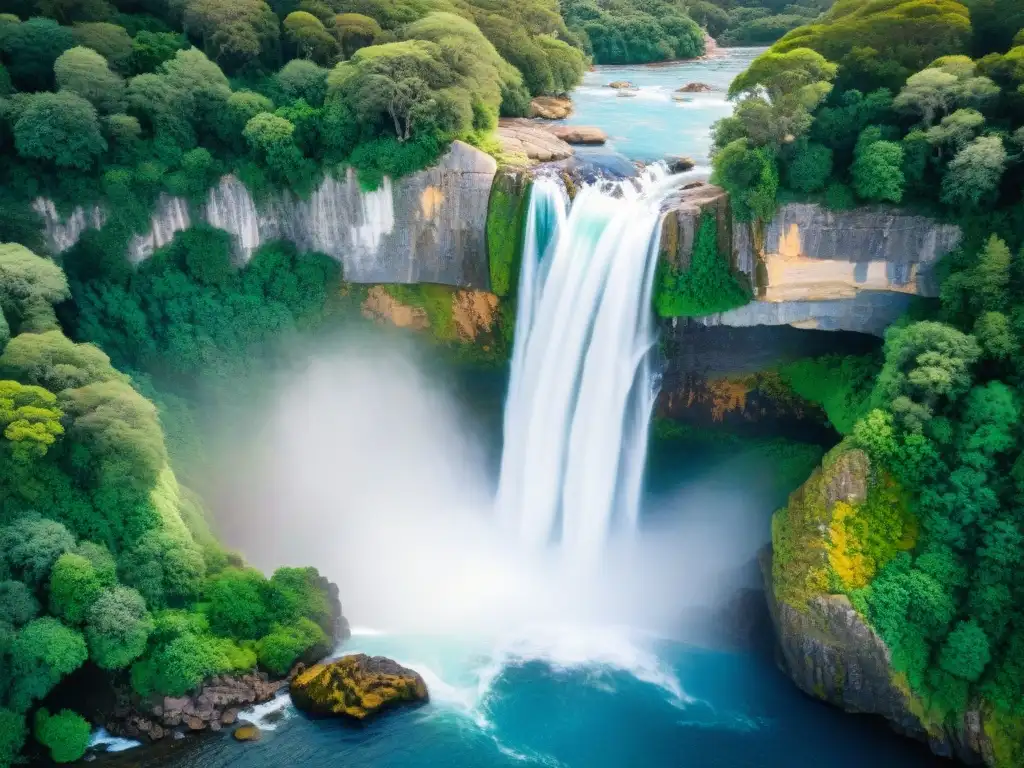 Cascadas naturales en Uruguay: un bosque exuberante con cascada majestuosa y agua cristalina