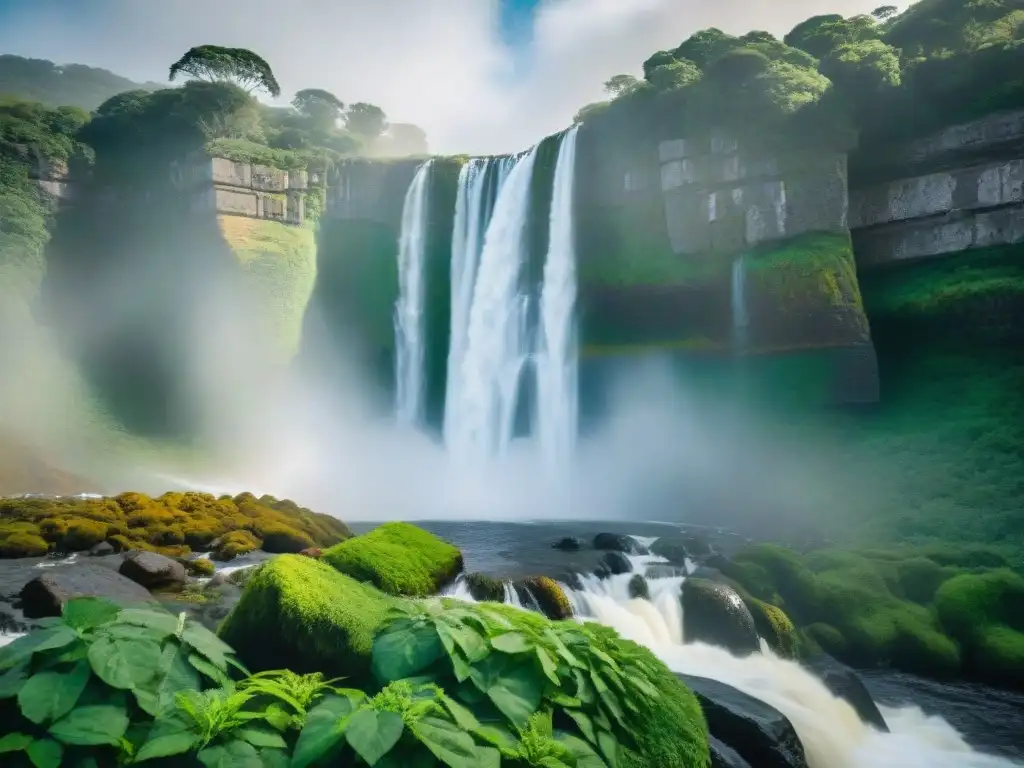 Cascadas naturales en Uruguay: majestuosa caída de agua en un paisaje exuberante, capturando la belleza natural