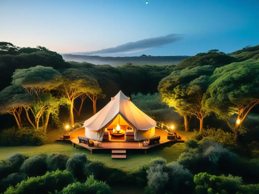 Una cena romántica bajo las estrellas en un lujoso glamping para parejas en Uruguay