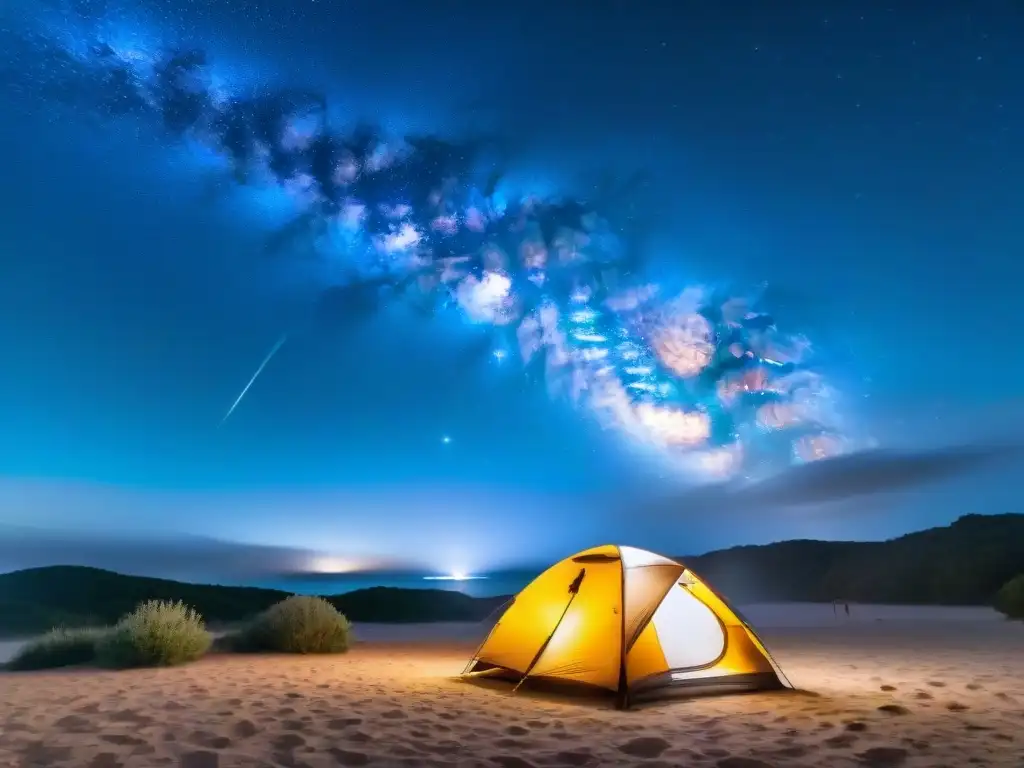 Fotografiando el cielo nocturno en un camping de Uruguay bajo la Vía Láctea