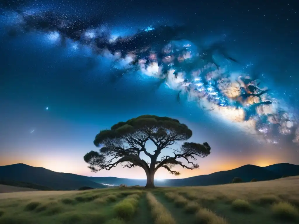 Fotografía de larga exposición de la Vía Láctea sobre el cielo nocturno en Uruguay, cautivando con su esplendor estelar