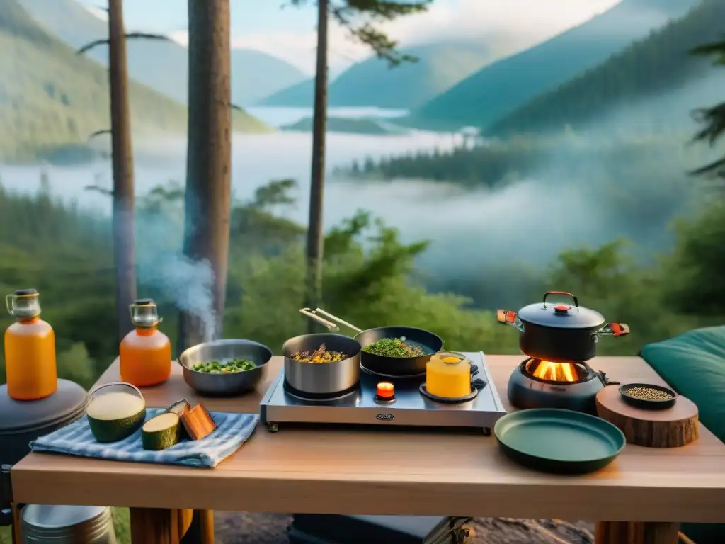 Cocina gourmet en medio de la naturaleza con cocinas portátiles para camping gourmet