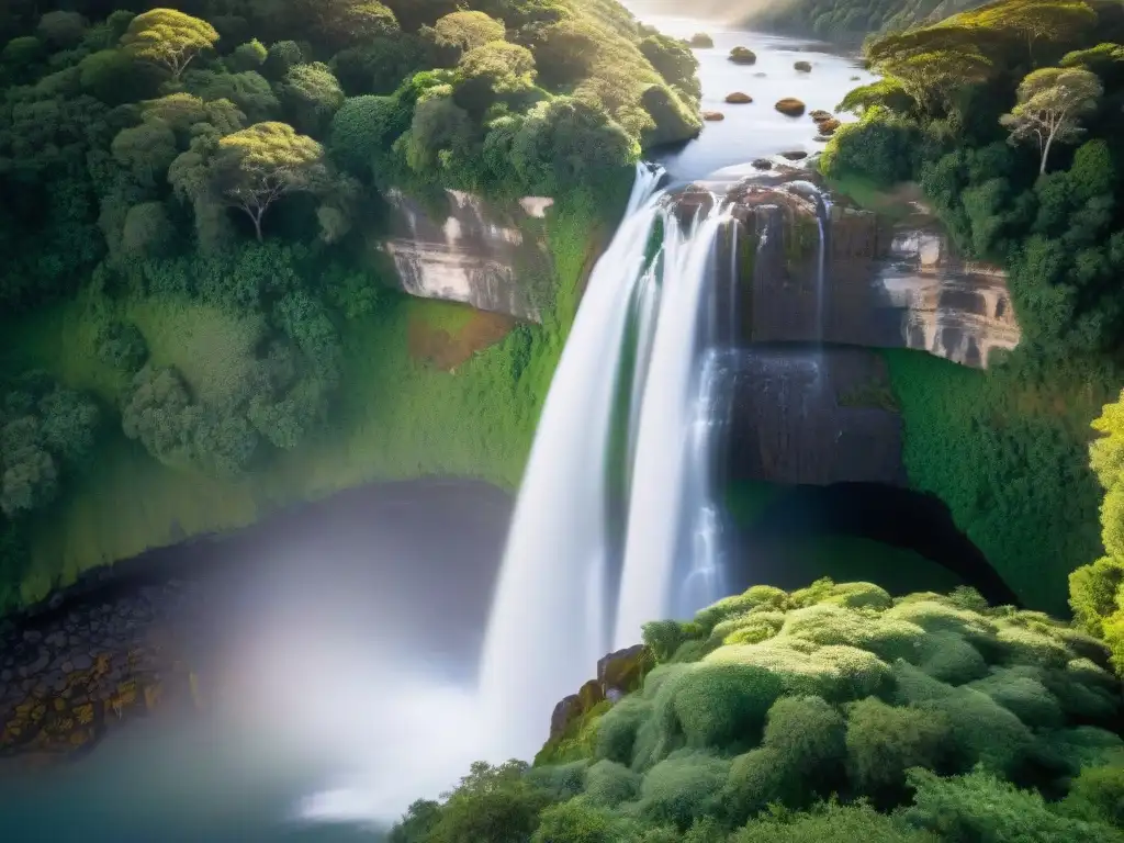 Escondida cascada en áreas de conservación menos conocidas de Uruguay, con agua cristalina y exuberante vegetación