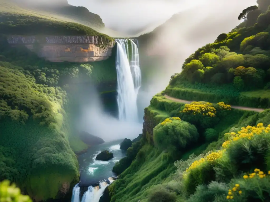 Escondida cascada en Uruguay: un paraíso natural lleno de vida y color, ideal para capturar en lugares secretos fotografía naturaleza Uruguay