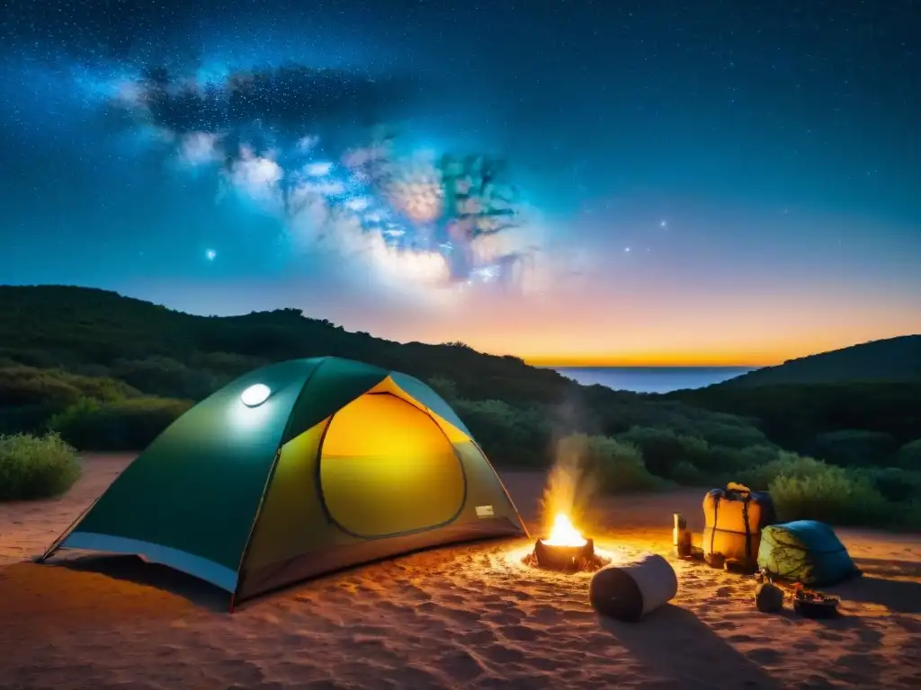 Espectacular campamento en Uruguay con el mejor saco de dormir, bajo un cielo estrellado y la Vía Láctea