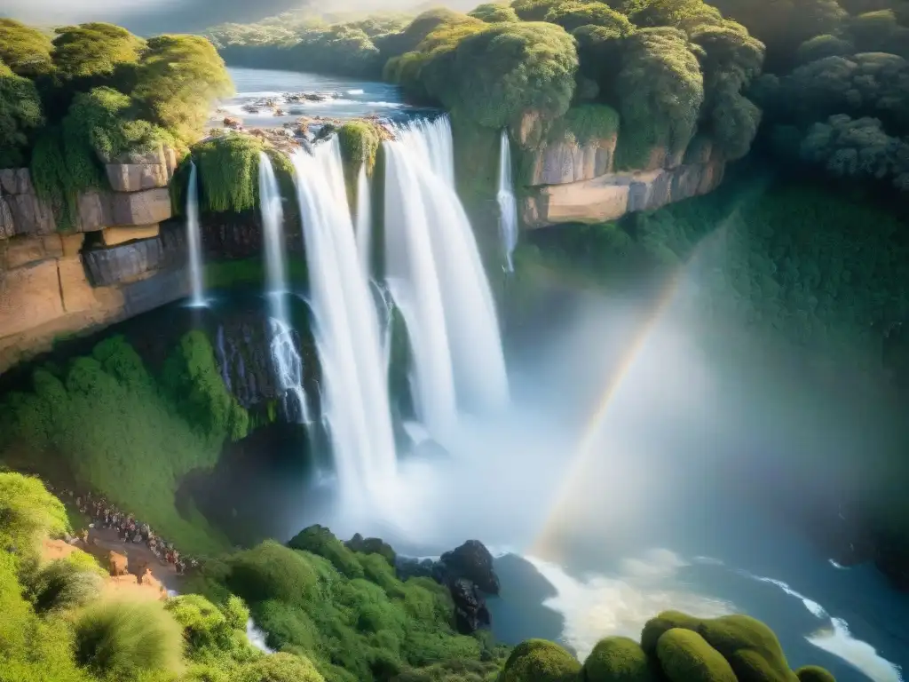 Espectacular cascada del Salto del Penitente en Uruguay, rodeada de exuberante vegetación y acantilados rocosos