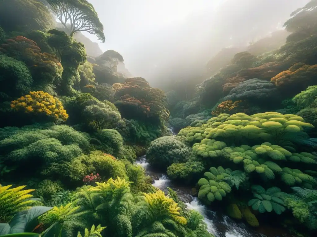 Espléndido bosque en área de conservación en Uruguay, con diversa flora y fauna bajo la luz del sol