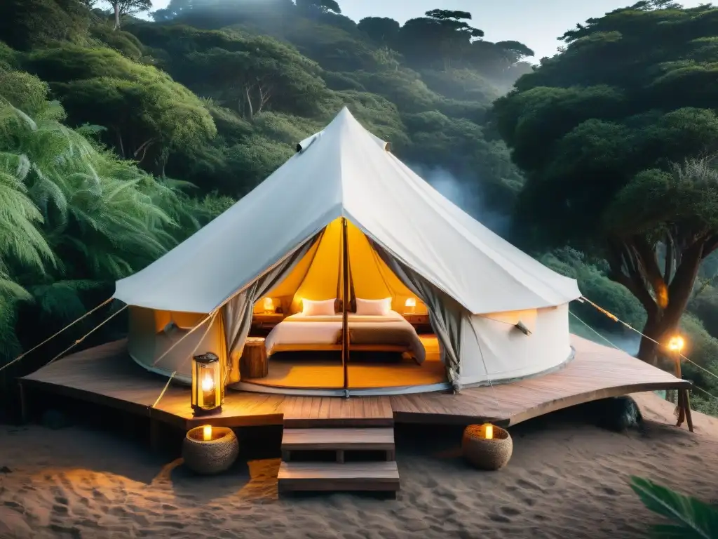 Experiencia única de glamping en Uruguay: tienda de lujo en la costa rodeada de naturaleza exuberante y belleza serena