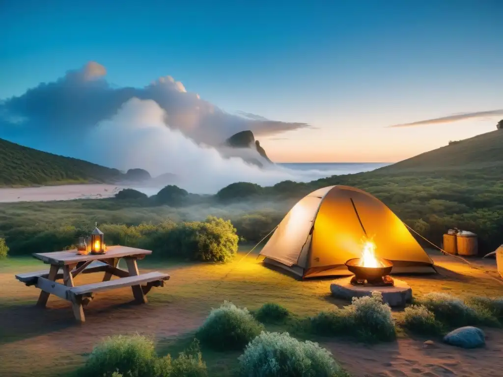 Experiencias camping Uruguay: belleza y diversidad en un tranquilo campamento rodeado de flora y fauna nativa bajo un cielo azul claro