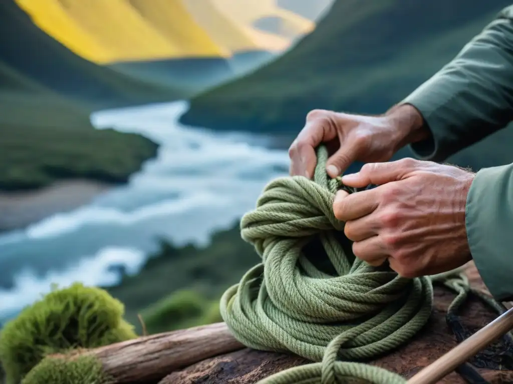 Un experto nudos y amarres para camping en la exuberante naturaleza uruguaya