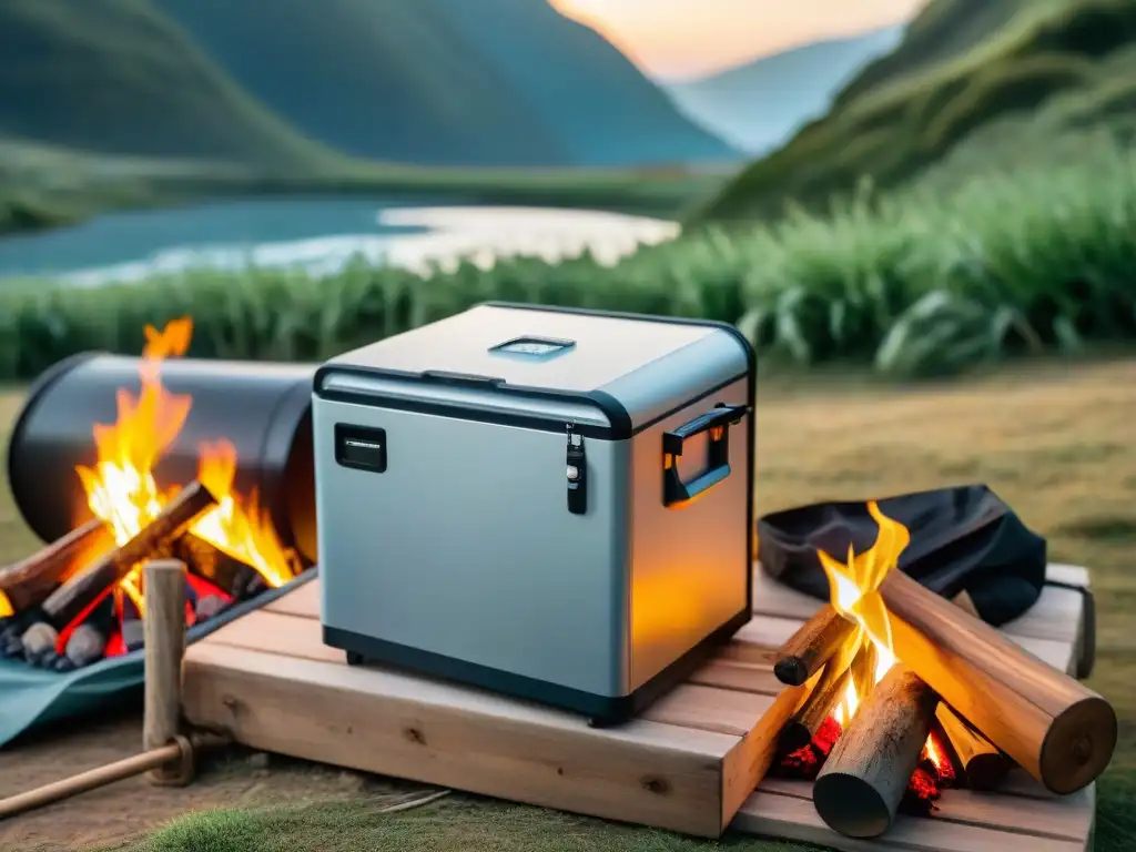 Un experto construye un mini refrigerador DIY en un campamento en Uruguay, destacando la precisión y la aventura