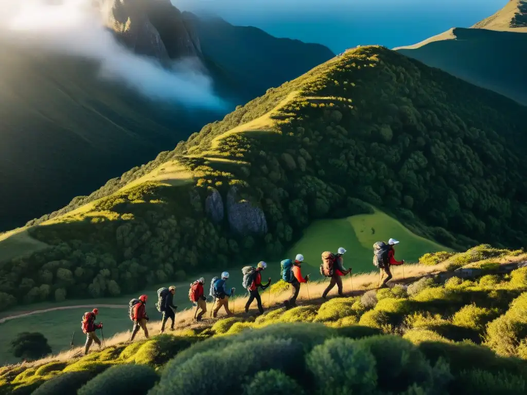 Exploradores en montaña uruguaya con paquetes de aventura en Uruguay