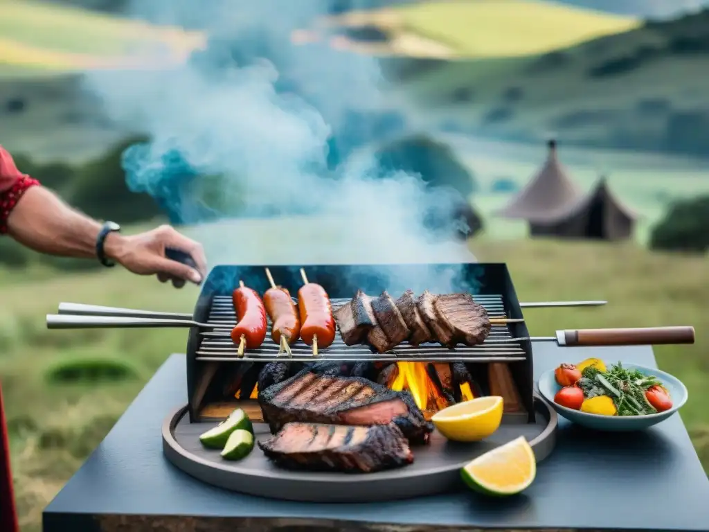 Exquisito asado uruguayo en lujoso glamping