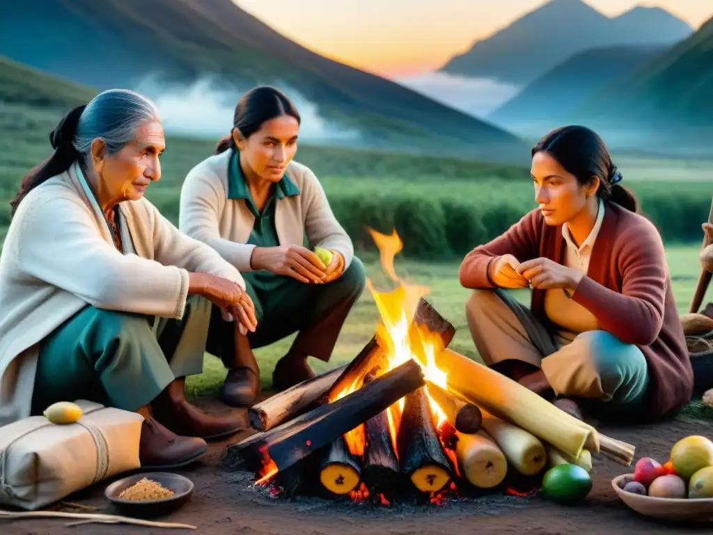 Familia uruguaya deshidratando alimentos en la naturaleza