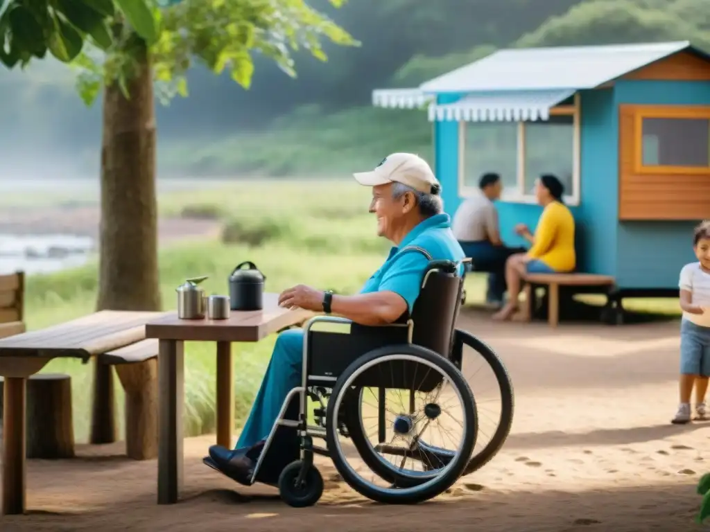 Familias diversas disfrutan de actividades inclusivas en un camping de Uruguay