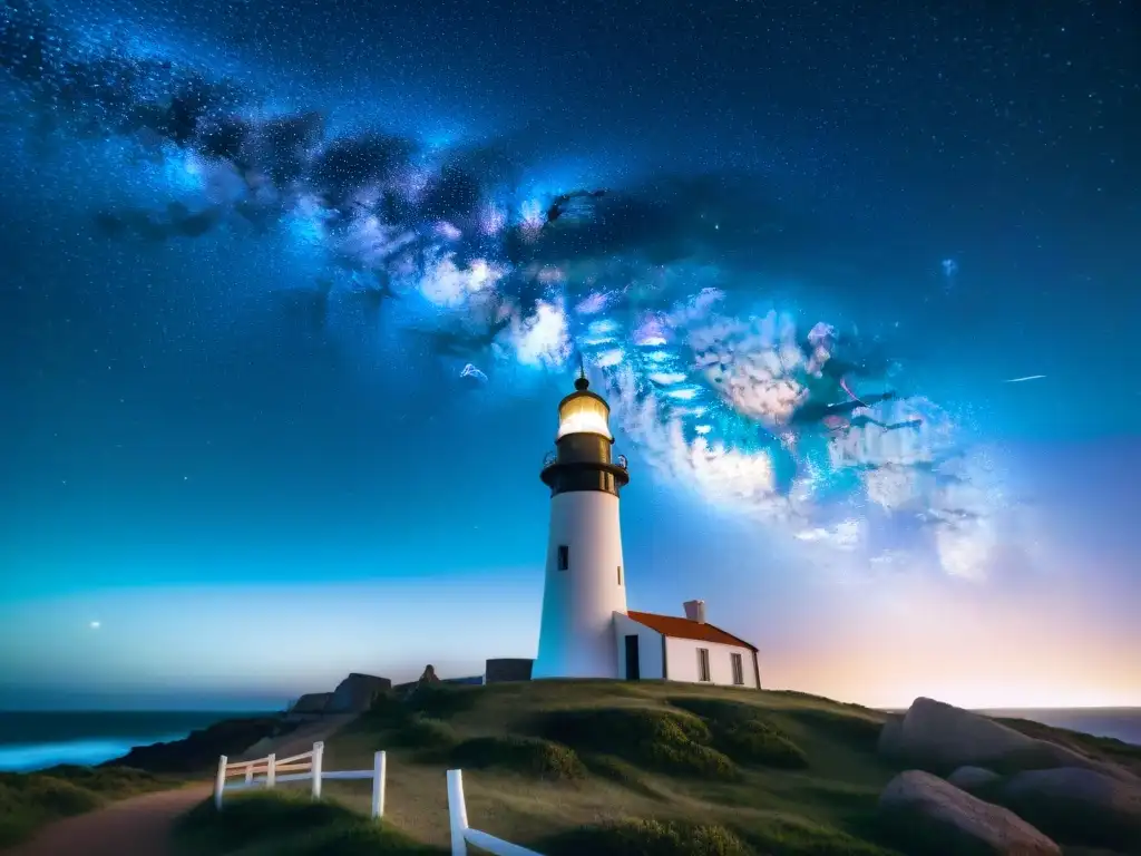 Vía láctea sobre el faro de Cabo Polonio, uno de los mejores lugares para observar el cielo en Uruguay