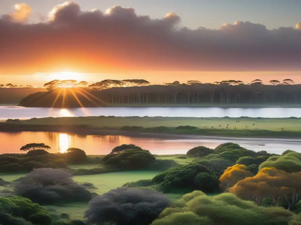 Un fotógrafo captura la belleza natural del atardecer en la costa de Uruguay, con colores vibrantes reflejados en el agua