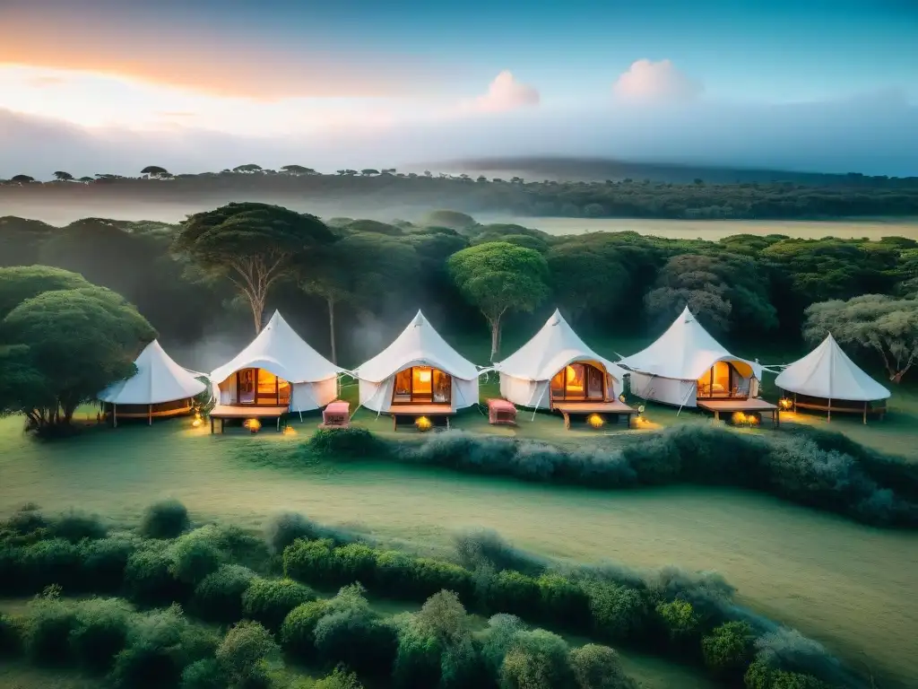 Glamping económico en Uruguay: tiendas lujosas en paisaje sereno y acogedor