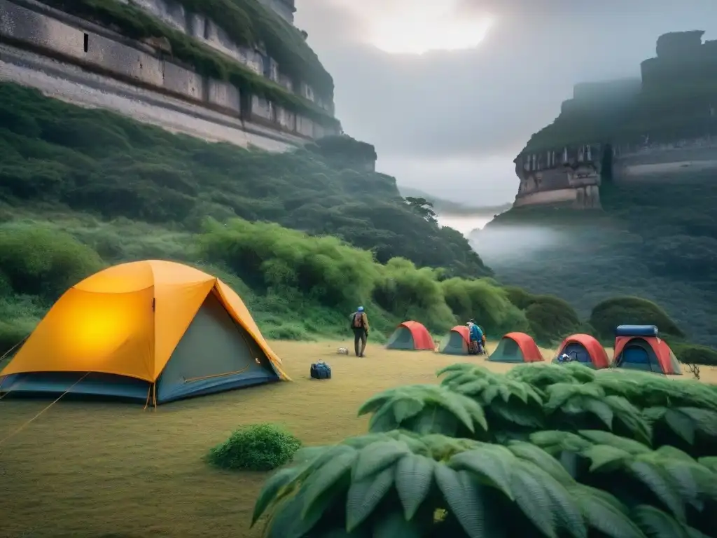 Grupo de campistas en Rutas camping historia caminos uruguayos, con prácticas ecofriendly