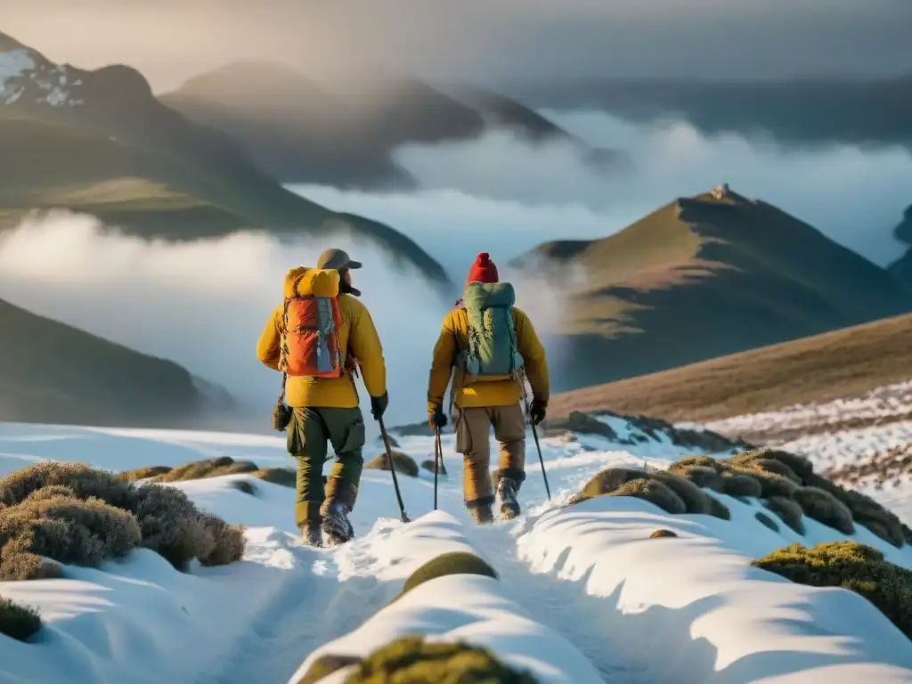 Grupo en clima uruguayo extremo, sobreviviendo en la nieve con destreza y resiliencia