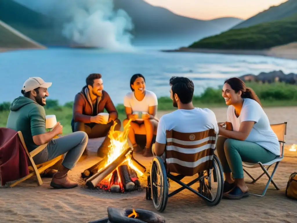 Un grupo diverso de campistas con discapacidades disfrutan de un campamento accesible en Uruguay