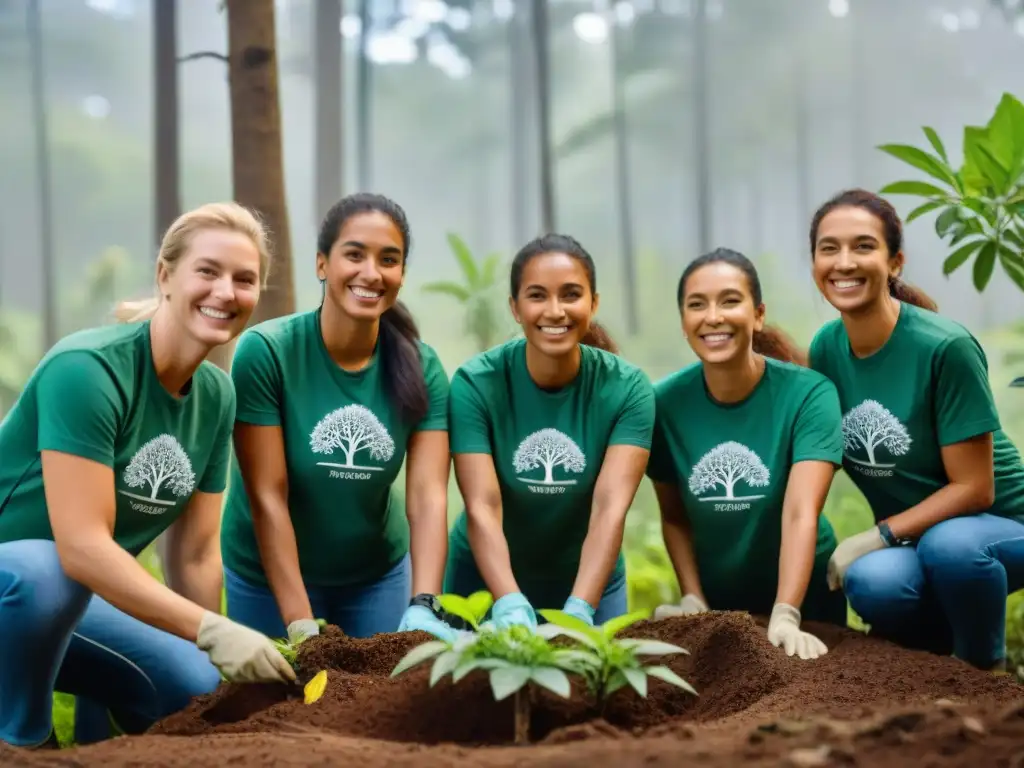 Grupo de voluntarios en Uruguay plantando árboles nativos, promoviendo la protección de la naturaleza