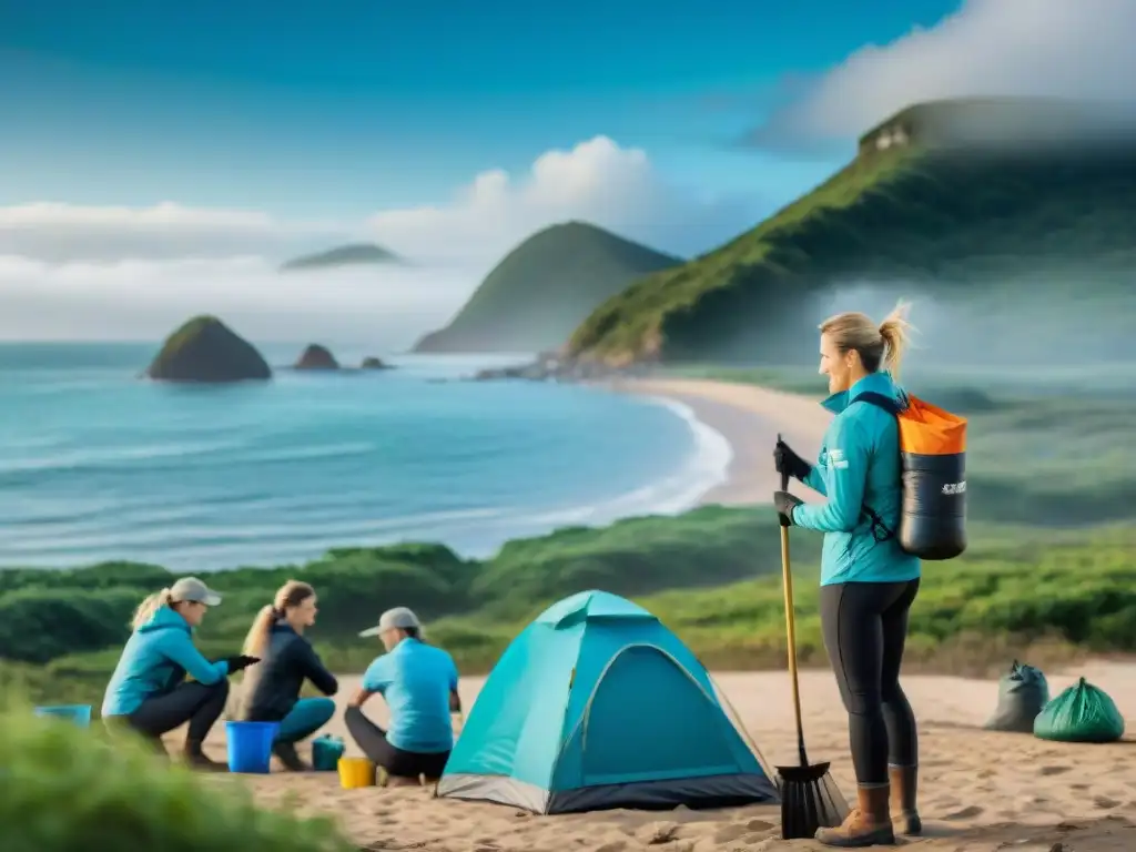 Un grupo de voluntarios en Uruguay limpia la playa con pasión, uniendo camping y conservación